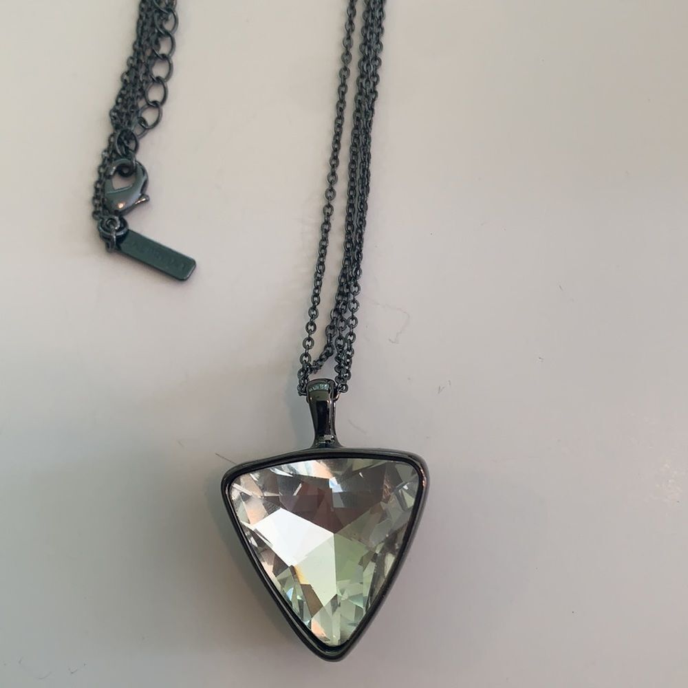 Lane Bryant Triangle Large Necklace Double Chain Chrome 17 Inch
